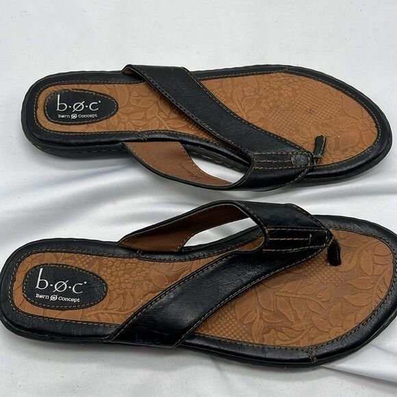 Black Leather b.o.c. Thong Sandals - Picture 2 of 5